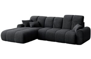 Devichy Antracitově &scaron;ed&aacute; boucl&eacute; rozkl&aacute;dac&iacute; pohovka Tous 290 cm