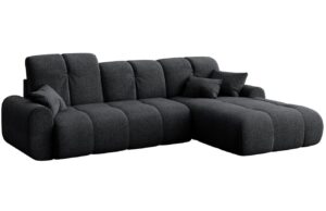 Devichy Antracitově &scaron;ed&aacute; boucl&eacute; rozkl&aacute;dac&iacute; pohovka Tous 290 cm