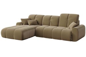 Devichy Hněd&aacute; sametov&aacute; rohov&aacute; pohovka Tous 290 cm