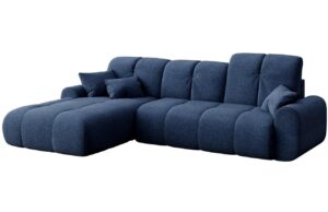 Devichy Tmavě modr&aacute; boucl&eacute; rozkl&aacute;dac&iacute; pohovka Tous 290 cm