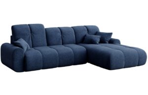 Devichy Tmavě modr&aacute; boucl&eacute; rozkl&aacute;dac&iacute; pohovka Tous 290 cm