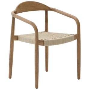 Dřevěn&aacute; j&iacute;deln&iacute; židle Kave Home Nina s b&eacute;žov&yacute;m v&yacute;pletem