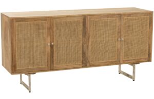 Dřevěn&aacute; komoda J-line Weav 170 x 45 cm s ratanov&yacute;m v&yacute;pletem