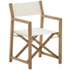 Dřevěn&aacute; zahradn&iacute; skl&aacute;dac&iacute; židle Kave Home Vilara s b&iacute;l&yacute;m sed&aacute;kem