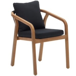 Dřevěn&aacute; zahradn&iacute; židle Kave Home Malaret s čern&yacute;mi pol&scaron;t&aacute;ři