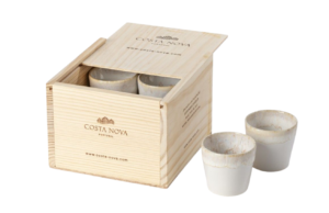 Dřevěn&yacute; box s 8 b&iacute;l&yacute;mi &scaron;&aacute;lky na espresso COSTA NOVA GRESPRESSO 0