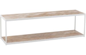 Dřevěn&yacute; konferenčn&iacute; stolek J-line Zigtem 150 x 40 cm s b&iacute;lou konstrukc&iacute;