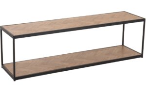 Dřevěn&yacute; konferenčn&iacute; stolek J-line Zigtem 150 x 40 cm s černou konstrukc&iacute;