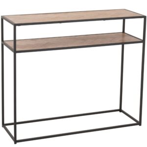 Dřevěn&yacute; toaletn&iacute; stolek J-line Zigtem 100 x 35 cm s černou konstrukc&iacute;