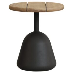 Dřevěn&yacute; zahradn&iacute; stolek Kave Home Saura 43 cm s černou podnož&iacute;