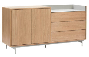 Dubov&aacute; komoda Teulat Valley 150 x 45 cm se světle &scaron;ed&yacute;m dekorem