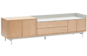 Dubov&yacute; TV stolek Teulat Valley 180 x 40 cm se světle &scaron;ed&yacute;m dekorem