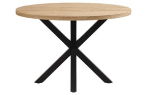 Dubov&yacute; j&iacute;deln&iacute; stůl Kave Home Argo 120 cm s černou kovovou podnož&iacute;