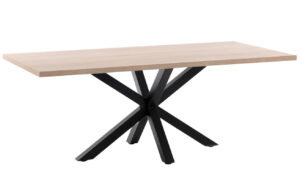 Dubov&yacute; j&iacute;deln&iacute; stůl Kave Home Argo 180 x 100 cm s černou kovovou podnož&iacute;