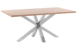 Dubov&yacute; j&iacute;deln&iacute; stůl Kave Home Argo 180 x 100 cm s nerezovou podnož&iacute;