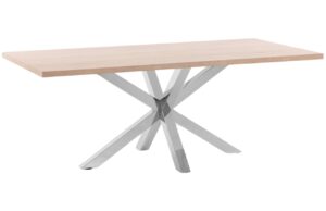 Dubov&yacute; j&iacute;deln&iacute; stůl Kave Home Argo 200 x 100 cm s nerezovou podnož&iacute;