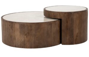 Eleonora Set dvou b&eacute;žov&yacute;ch mramorov&yacute;ch konferenčn&iacute;ch stolků Hazel 55/79 cm