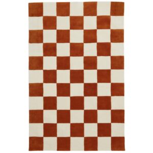 FEST Amsterdam B&eacute;žovo-oranžov&yacute; vlněn&yacute; koberec Checks 161 x 253 cm