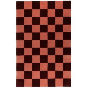 FEST Amsterdam Červeno-růžov&yacute; vlněn&yacute; koberec Checks 161 x 253 cm