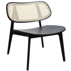 FormWood Čern&eacute; dřevěn&eacute; lounge křeslo Rabbit s v&yacute;pletem