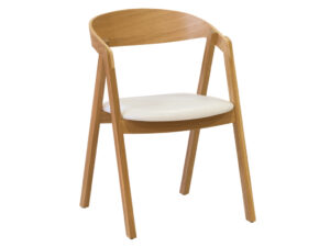 FormWood Př&iacute;rodn&iacute; dubov&eacute; křeslo Henry s b&iacute;lou koženkou