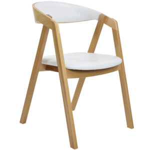 FormWood Př&iacute;rodn&iacute; dubov&eacute; křeslo Henry s b&iacute;lou koženkou II.