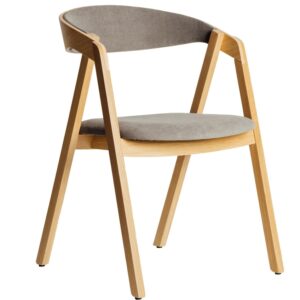 FormWood Př&iacute;rodn&iacute; dubov&eacute; křeslo Henry se světle &scaron;ed&yacute;m čalouněn&iacute;m