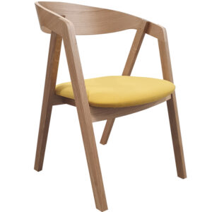 FormWood Př&iacute;rodn&iacute; dubov&eacute; křeslo Henry se žlut&yacute;m sed&aacute;kem
