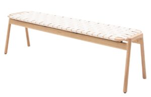 Gazzda B&iacute;l&aacute; dubov&aacute; lavice Klupa 160 cm s v&yacute;pletem