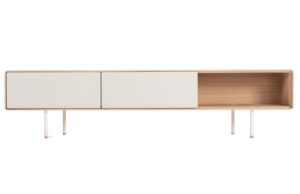 Gazzda B&iacute;l&yacute; dubov&yacute; TV stolek Fina 200 x 45 cm