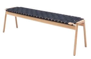 Gazzda Čern&aacute; dubov&aacute; lavice Klupa 160 cm s v&yacute;pletem