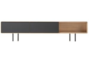 Gazzda Čern&yacute; dubov&yacute; TV stolek Fina 200 x 45 cm