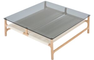 Gazzda Kouřově &scaron;ed&yacute; skleněn&yacute; konferenčn&iacute; stolek Fawn 90 x 90 cm