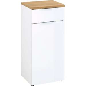 Germania B&iacute;l&aacute; koupelnov&aacute; skř&iacute;ňka Pescara 86 x 39 cm s dubovou deskou