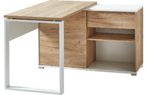 Germania B&iacute;l&yacute; kancel&aacute;řsk&yacute; stůl Lioni 120 cm s dubov&yacute;m dekorem