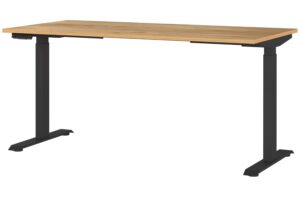 Germania Čern&yacute; v&yacute;&scaron;kově nastaviteln&yacute; pracovn&iacute; stůl Mailand 160 x 80 cm s dubov&yacute;m dekorem