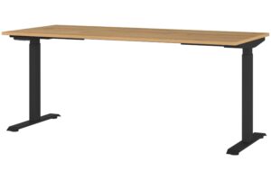 Germania Čern&yacute; v&yacute;&scaron;kově nastaviteln&yacute; pracovn&iacute; stůl Mailand 180 x 80 cm s dubov&yacute;m dekorem