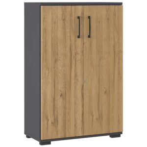 Germania Tmavě &scaron;ed&aacute; kancel&aacute;řsk&aacute; skř&iacute;ň Profi 2.0 123 x 80 cm s dubov&yacute;m dekorem