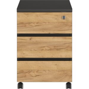 Germania Tmavě &scaron;ed&yacute; poj&iacute;zdn&yacute; kontejner Lissabon 41 x 50 cm s dubov&yacute;m dekorem