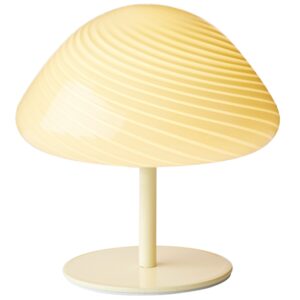 Halo Design Světle žlut&aacute; skleněn&aacute; stoln&iacute; lampa Mini Mush 17 cm