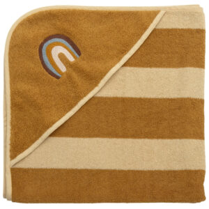 Hněd&aacute; bavlněn&aacute; dětsk&aacute; osu&scaron;ka s kapuc&iacute; Bloomingville Agnes 78 x 78 cm