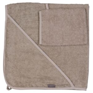 Hněd&aacute; bavlněn&aacute; osu&scaron;ka s kapuc&iacute; Quax Terry 75 x 75 cm