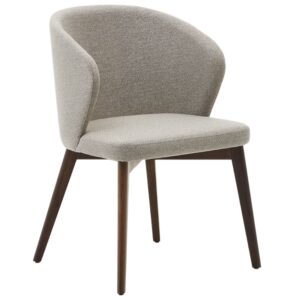 Hněd&aacute; čalouněn&aacute; j&iacute;deln&iacute; židle Kave Home Darice s tmavou podnož&iacute;