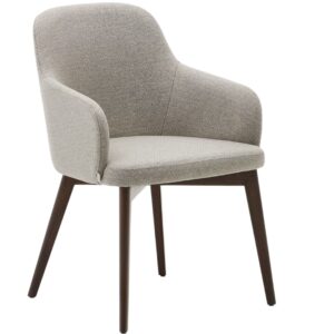 Hněd&aacute; čalouněn&aacute; j&iacute;deln&iacute; židle Kave Home Nelida s tmavou podnož&iacute;