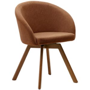 Hněd&aacute; čalouněn&aacute; otočn&aacute; j&iacute;deln&iacute; židle Kave Home Marvin II.