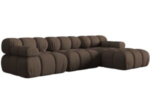 Hněd&aacute; čalouněn&aacute; rohov&aacute; pohovka MICADONI Bellis 282 cm