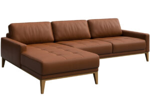 Hněd&aacute; kožen&aacute; rohov&aacute; pohovka MESONICA Musso Tufted