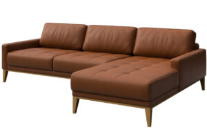 Hněd&aacute; kožen&aacute; rohov&aacute; pohovka MESONICA Musso Tufted