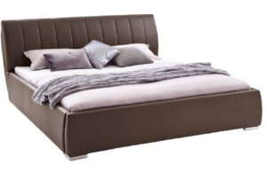 Hněd&aacute; koženkov&aacute; dvoulůžkov&aacute; postel Meise M&ouml;bel Bern 180 x 200 cm s &uacute;ložn&yacute;m prostorem
