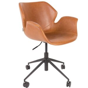 Hněd&aacute; koženkov&aacute; konferenčn&iacute; židle ZUIVER NIKKI